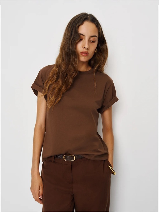 Reformation Tops - Reformation Rowan Crew Tee Chocolate Cake